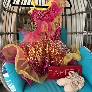 Ballet sequins recital dress (new) w ballet shoes